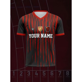 1pc Customizable Soccer Jersey for Kids - V-Neck, All-Season Polyester Sports Shirt with Personalized Name & Number, Medium Stretch Knit Fabric, Ideal for Training, Casual & Outdoor Activities