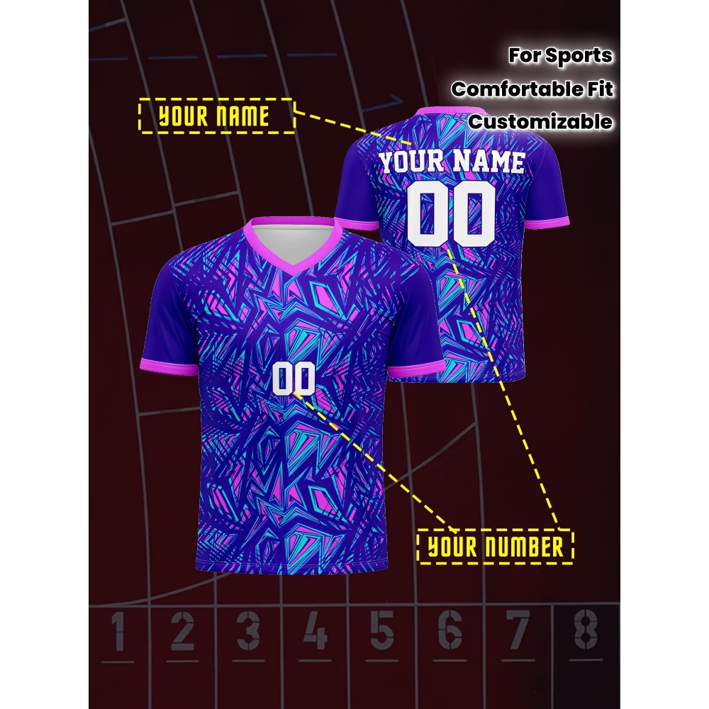 [Customizable Soccer Shirt] Customizable V-Neck Youngsters's Soccer Shirt | Comfortable Fit, Sports & Casual Outdoor Running Top | Personalized Name and Number