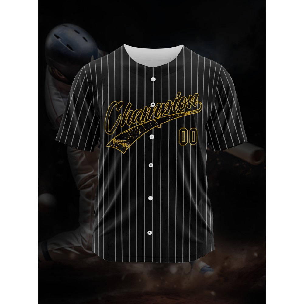 Custom Baseball Jersey for Teens, Kids Sports Training Top with Personalized Name & Number, Breathable Polyester Knit Fabric, Short Sleeve, Baseball Collar, All-Season Casual Party Wear, Slight Stretch, Outdoor & Beach Occasions