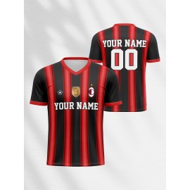 Custom Youngsters' Soccer Jersey - V-Neck, Personalized Name & Number, Comfort Fit for Sports & Casual Wear, Breathable Polyester, Machine Washable, 2024, Running