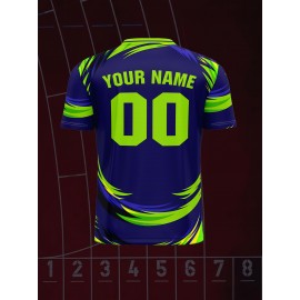 [Customizable Football Jersey] Customizable Youngsters' V-Neck Football Jersey | Personalized Name & Number, Comfortable Polyester Blend, Ideal for Sports & Outdoor Activities, Machine Washable - Blue with Yellow Accents