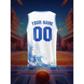Customizable Kids Basketball Jersey, Polyester 100% Knit Fabric, Breathable & Washable, All Over Print, Loose Fit for Boys & Girls, Outdoor Sports & Casual Wear, Spring/Summer/Fall - Party, Training, Beach, Festive Occasions
