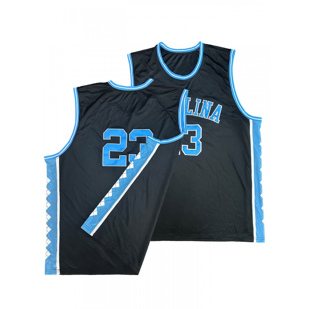 Youngsters' Retro Embroidered Basketball Jersey - Black & Blue, Classic Sportswear with 