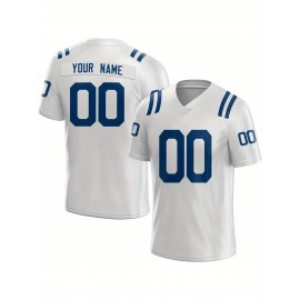 Customized Football Jersey - Personalized Team Name & Number, V-Neck Sportswear, Lightweight Summer Football Shirt with Bold Print, Casual or Team Uniform for Sports & Casual Wear