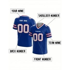 Customized Football Jersey - Personalized Team Name & Number, V-Neck Sportswear, Lightweight Summer Football Shirt with Bold Print, Casual or Team Uniform for Sports & Casual Wear