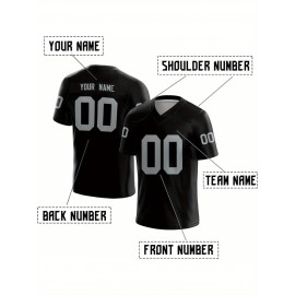 Customized Football Jersey - Personalized Team Name & Number, V-Neck Sportswear, Lightweight Summer Football Shirt with Bold Print, Casual or Team Uniform for Sports & Casual Wear