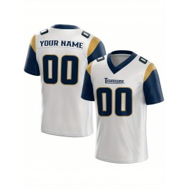 Customized Football Jersey - Personalized Team Name & Number, V-Neck Sportswear, Lightweight Summer Football Shirt with Bold Print, Casual or Team Uniform for Sports & Casual Wear