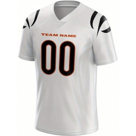 Customized Football Jersey - Personalized Team Name & Number, V-Neck Sportswear, Lightweight Summer Football Shirt with Bold Print, Casual or Team Uniform for Sports & Casual Wear
