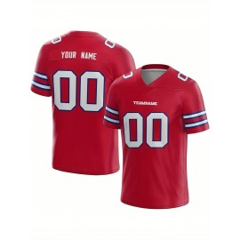 Customized Football Jersey - Personalized Team Name & Number, V-Neck Sportswear, Lightweight Summer Football Shirt with Bold Print, Casual or Team Uniform for Sports & Casual Wear