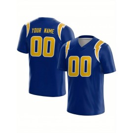Customized Football Jersey - Personalized Team Name & Number, V-Neck Sportswear, Lightweight Summer Football Shirt with Bold Print, Casual or Team Uniform for Sports & Casual Wear