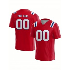 Customized Football Jersey - Personalized Team Name & Number, V-Neck Sportswear, Lightweight Summer Football Shirt with Bold Print, Casual or Team Uniform for Sports & Casual Wear