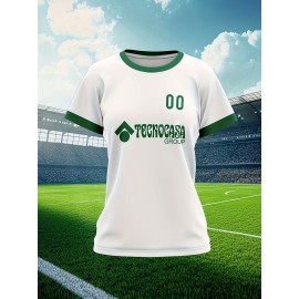 Customizable Women'S Plus Size Football Jersey - Personalized Name & Number, Lightweight Breathable Fabric, Vibrant Soccer Stadium Design for Outdoor Sports & Casual Wear, Soccer Jersey, PLUS SIZE
