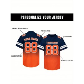 Customizable Football Jersey - Personalized Name & Number, V-Neck, Short Sleeve, Breathable Summer Fabric, Team Colors with Striped Collar - Perfect Gift for Fans, Custom Football Jersey, Fan Apparel, Durable Sportswear