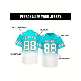 Customizable Football Jersey - Personalized Name & Number, V-Neck, Short Sleeve, Breathable Summer Fabric, Team Colors with Striped Collar - Perfect Gift for Fans, Custom Football Jersey, Fan Apparel, Durable Sportswear
