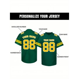 Customizable Football Jersey - Personalized Name & Number, V-Neck, Short Sleeve, Breathable Summer Fabric, Team Colors with Striped Collar - Perfect Gift for Fans, Custom Football Jersey, Fan Apparel, Durable Sportswear