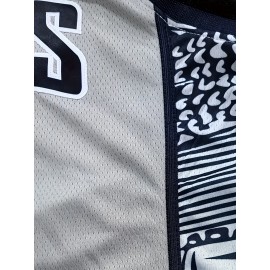 Men'S Basketball Vest, Number 3, Polyester, V-Neck, Elastic Knit, Embroidery, Suitable for Sports and Leisure