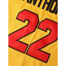 Stitched #22 Mens Yellow Basketball Jersey, Breathable, Sleeveless, Embroidered Uniform Shirt For Men, Perfect For Sports & Outdoor Activities