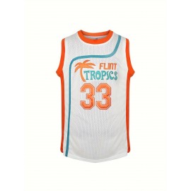 Men's #33 Embroidered Basketball Jersey - Sleeveless Polyester Vest with 