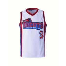Men'S Stylish Comfy Basketball Top, Classic Letter & Number 3 Embroidered Sleeveless Breathable Tank Top