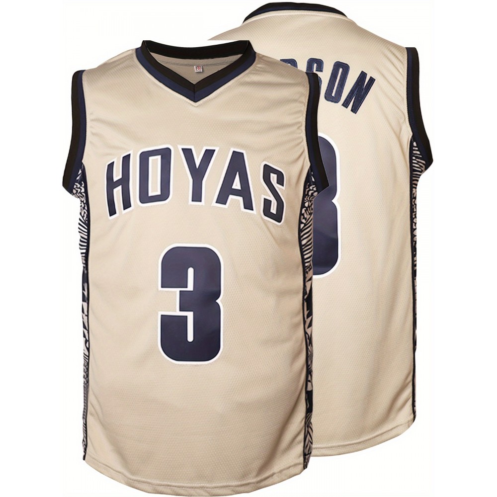 Stitched #3 Mens Grey Basketball Jersey, Breathable, Sleeveless, Embroidered Uniform Shirt For Men, Perfect For Sports & Outdoor Activities