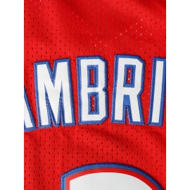 Men's #3 Red Embroidered Basketball Jersey - Breathable Sleeveless Sports Shirt with 