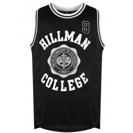 Black Basketball Jersey, Polyester, Round Neck, Available in Sizes S to 3XL.