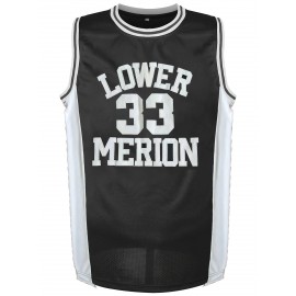 Men's #33 Embroidered Basketball Jersey - Black & White, Breathable Sleeveless V-Neck Sports Shirt for Parties, Outdoor Activities & Team Sports