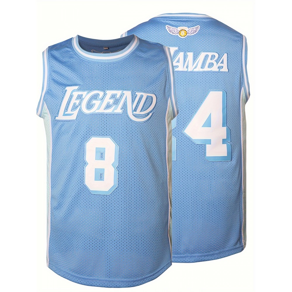 Embroidered Basketball Jersey for Men - #8-24 Breathable Polyester Knit Fabric, V-neck Sleeveless Sports Top, Loose Fit for All Seasons, Festive & Casual Outdoor Wear