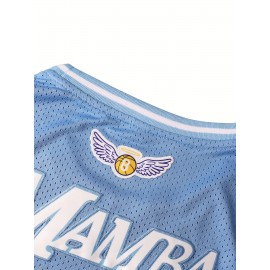 Embroidered Basketball Jersey for Men - #8-24 Breathable Polyester Knit Fabric, V-neck Sleeveless Sports Top, Loose Fit for All Seasons, Festive & Casual Outdoor Wear