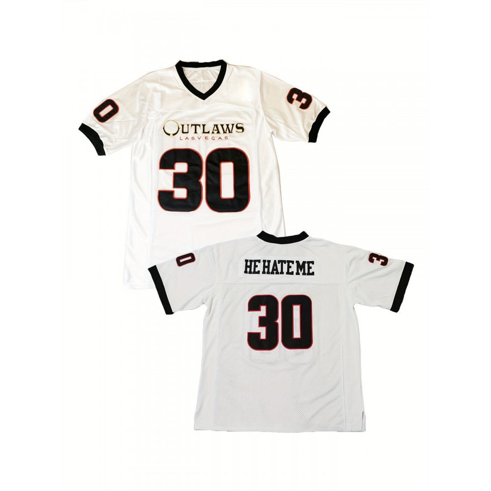 Men's#30 White American Football Jeresys Stitched Name And Number