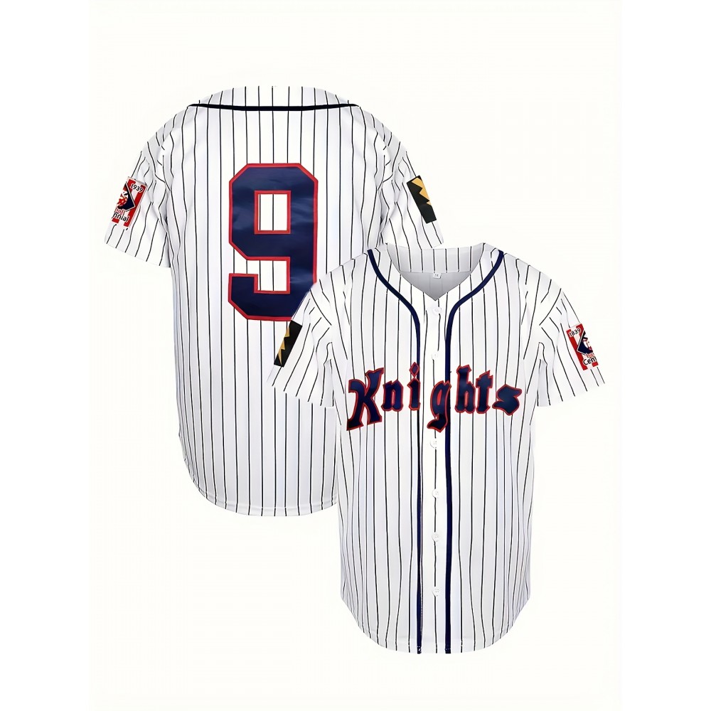 Men's#9 White Aseball Jeresys Stitched Name And Number