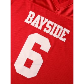 1pc Men'S Red Polyester American Football Jersey - V-Neck Sports Sweatshirt with Embroidered Lettering & Number, Slight Stretch Knit Fabric, Loose Fit for Team Sports, Parties & Casual Wear