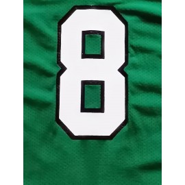 Men's #8 Green American Football Jersey - V-Neck Loose Fit with ROSS Lettering, Machine Washable, All-Season Comfort for Team Sports, Parties & Casual Wear (Sizes S-3XL), Sports Fan Apparel, Athletic Vneck Style, Durable Sportswear