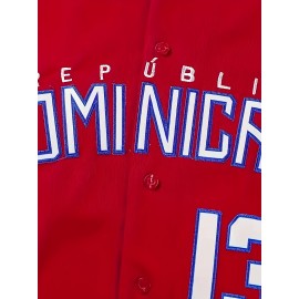 Men's#13 Red Baseball Jeresys Stitched Name And Number