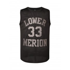 Men's #33 Embroidered Black Basketball Jersey - Breathable Polyester, V-Neck, Machine Washable - Perfect for Sports & Parties