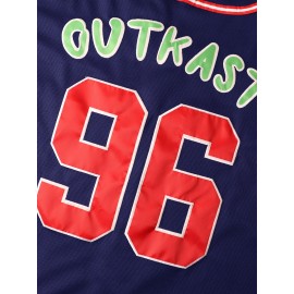 Men's #96 Blue Atlanta Baseball Jersey - Embroidered Name & Number, V-Neck, Polyester, Machine Washable, Ideal for Sports, Parties & Halloween