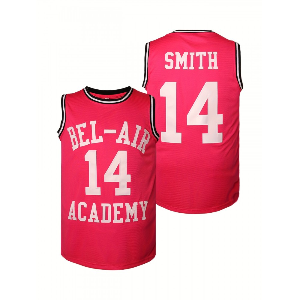 1pc Men'S Red Basketball Jersey - Polyester Sports Top with Embroidered Lettering & Number, V-Neck, Slight Stretch, Loose Fit for Team Sports, Parties, Halloween - Four Seasons Sweatshirt & Hoodie