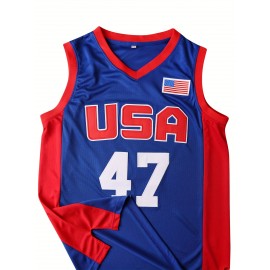 #47 Trump Throwback Blue USA Basketball Jersey