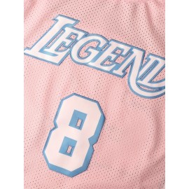 Men's #8-24 Embroidered Pink Basketball Jersey - Breathable, Sleeveless Sports Uniform for Outdoor Activities & Team Sports