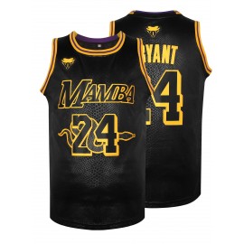 Stitched #24 Black Snakeskin Basketball Jersey, Breathable, Sleeveless, Embroidered Uniform Shirt For Men, Perfect For Sports & Outdoor Activities