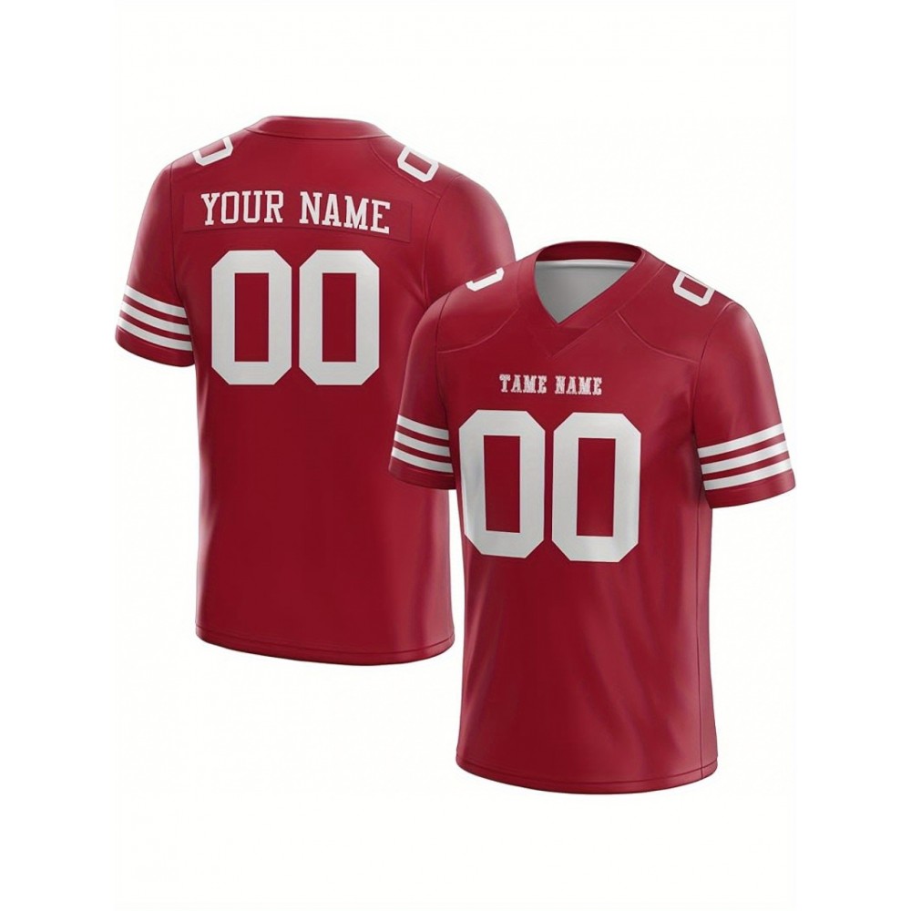 Customized Football Jersey - Personalized Team Name & Number, V-Neck Sportswear, Lightweight Summer Football Shirt with Bold Print, Casual or Team Uniform for Sports & Casual Wear