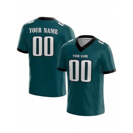 Customized Football Jersey - Personalized Team Name & Number, V-Neck Sportswear, Lightweight Summer Football Shirt with Bold Print, Casual or Team Uniform for Sports & Casual Wear
