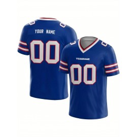 Customized Football Jersey - Personalized Team Name & Number, V-Neck Sportswear, Lightweight Summer Football Shirt with Bold Print, Casual or Team Uniform for Sports & Casual Wear