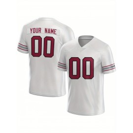 Customized Football Jersey - Personalized Team Name & Number, V-Neck Sportswear, Lightweight Summer Football Shirt with Bold Print, Casual or Team Uniform for Sports & Casual Wear