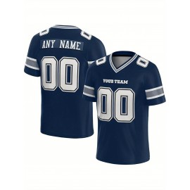 Customized Football Jersey - Personalized Team Name & Number, V-Neck Sportswear, Lightweight Summer Football Shirt with Bold Print, Casual or Team Uniform for Sports & Casual Wear