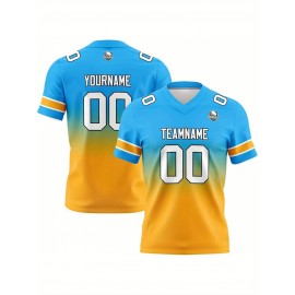 Customizable Women'S Football Jersey - Personalized Name, Number & Logo, Comfort Fit for Sports, Training & Casual Wear, Summer V-Neck T-Shirt with Bold Yellow & Red Design, Football Jersey, Nonelastic Fabric