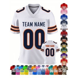 Customizable Women'S Football Jersey - Personalized Name & Team Number, V-Neck Sports Shirt with Red/White Stripe Design, Breathable Summer Casual & Team Uniform, Perfect Fan Gift for Soccer Fans, Football Jersey, Comfortable Fit