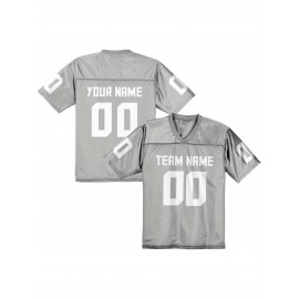 Customizable Women'S Football Jersey - Personalized Name & Number, V-Neck, Short Sleeve, Breathable Non-Stretch Fabric, Summer Sports Jersey, Perfect Gift for Women'S Fans, Football Jersey, Fan Merchandise, Standard Size, Stretchy Fabric